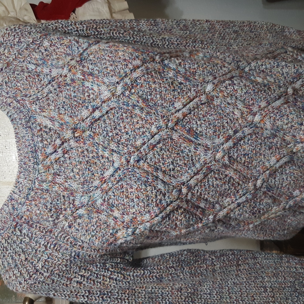 Womens mulitcolor Sweater long sleeve knit crewneck Large FADED GLORY b76